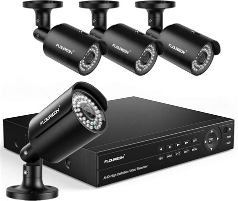 FLOUREON 8CH Sistema de cámara de seguridad 1080N AHD Video DVR grabador con 4X HD 3000TVL 2.0 ...