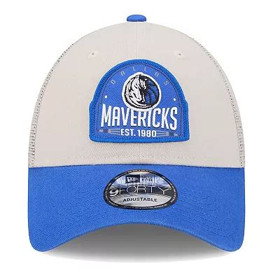 Men's New Era Khaki/Blue Dallas Mavericks Throwback Patch Trucker ...