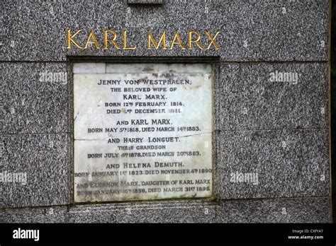 Karl Marx Grave inscription at Highgate Cemetery London Stock Photo ...