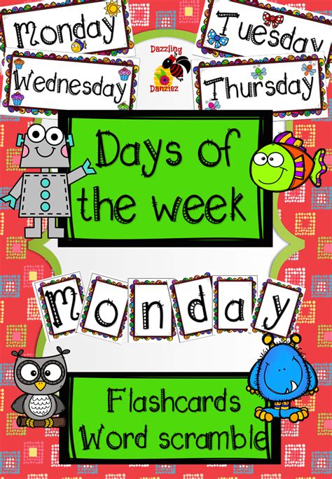 Days of the Week – Flashcards + Word Scramble • Teacha!