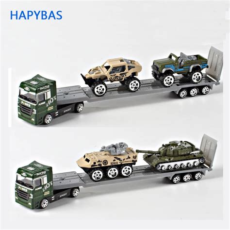 Alloy Car Transporter 1:64 army truck with cars vehicles alloy metal model car carrier toy gift ...