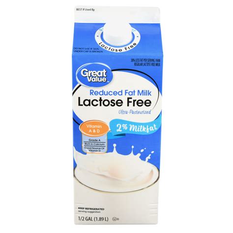 Great Value 2% Reduced-Fat Lactose Milk, 0.5 Gallon, 64 Fl. Oz ...