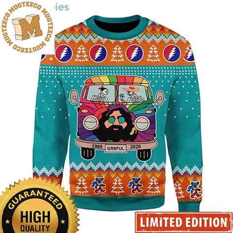 Grateful Dead 1965 Funny Colorful Bus Ugly Christmas Sweater - Mugteeco