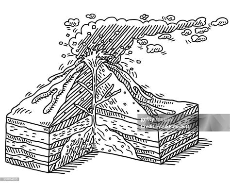 Volcano Cross Section Diagram Drawing High-Res Vector Graphic - Getty Images