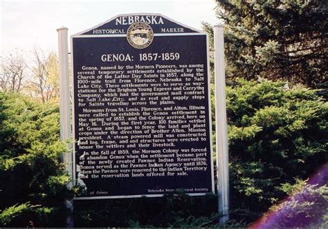 Nebraska Historical Marker: Genoa, 1857-1859 - E Nebraska History