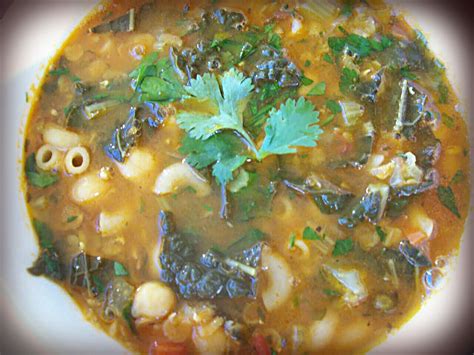 red or green?: Spiced Vegetable Soup With Lentils & Garbanzo Beans