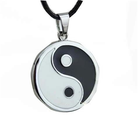 Pu Leather Necklaces Vintage Stainless Steel Yin Ying Yang Pendant ...