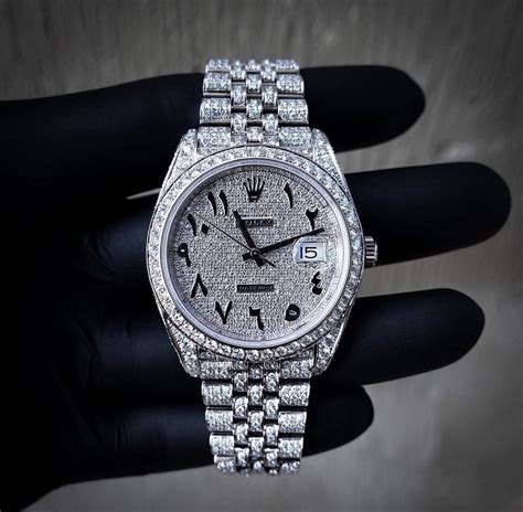 Rolex Datejust Arabic Dial full Diamond | Diamond watches for men ...