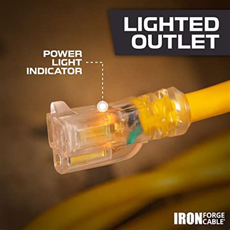 IRON FORGE CABLE Outdoor Extension Cord 50 Ft - 10 Gauge Extension Cord 15 AMP, 10/3 Heavy Duty ...