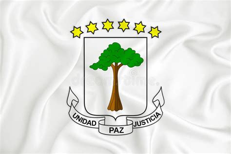 A Developing White Flag with the Coat of Arms of Equatorial Guinea ...