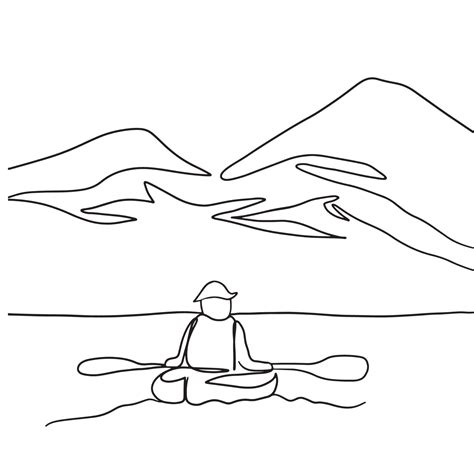 Canoe Line Art, Kayak Outline Drawing, Rafting Simple Sketch, Outdoor ...