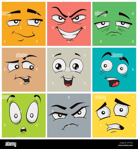 Funny cartoon facce con le emozioni. Vector clip art illustrazione Immagine e Vettoriale - Alamy