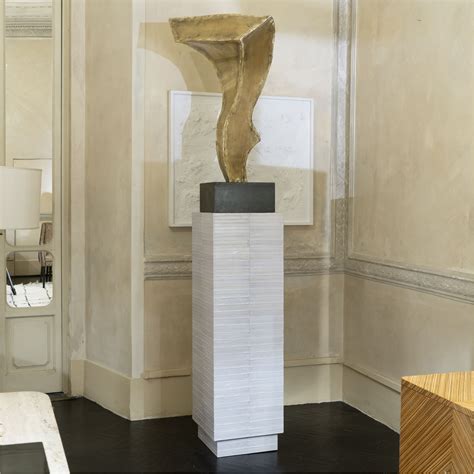 Tall Wood and Ivory Eel Skin Flair Edition Contemporary Pedestal, Italy 2019