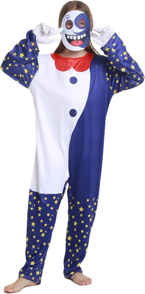 Moondrop Sundrop FNAF Cosplay Costume Outfit, Cartoon Sun Moon Clown Costume Halloween Cosplay ...