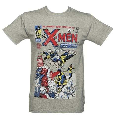 Men's Grey Marl X-Men Distressed Vintage Comic Cover Marvel T-Shirt ...