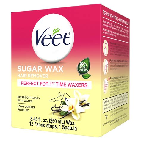 Hair Removal Wax- VEET Sugar Wax, Hair Remover Waxing Kit with Essential Oils and Floral Vanilla ...