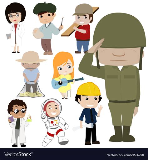 Professions and jobs cartoon collection Royalty Free Vector