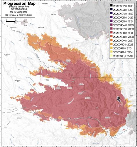 Beachie Creek Fire progression map - Wildfire Today