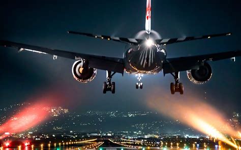 Airplane Take Off at Night Wallpaper HD Free Download Desktop | Aviones ...