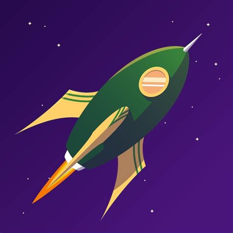 Premium Vector | White green rocket illustration for game and animations.