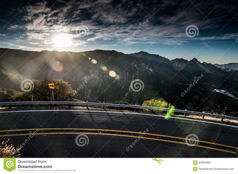 Mountain Road Sunset stock photo. Image of parkway, curve - 62062584