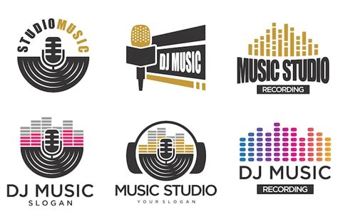 Premium Vector | Set of Music logo template spectrummicrophone and headphone iconvector illustration