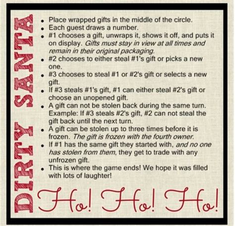 Dirty Santa Game Rules Printable - Printable Word Searches