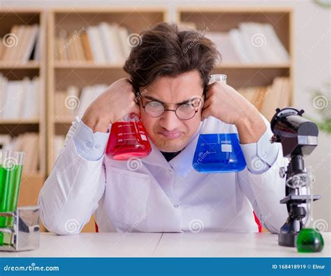 Mad Crazy Scientist Doctor Doing Experiments in a Laboratory Stock Image - Image of analysis ...