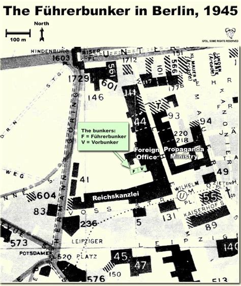 The location of the Führerbunker and Vorbunker in Berlin, 1945 | Bunker, Berlin, Germany