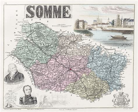 Carte géographique ancienne du département de la Somme - cartes-livres ...