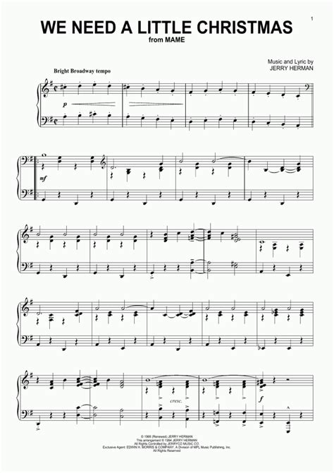 We Need A Little Christmas Piano Sheet Music