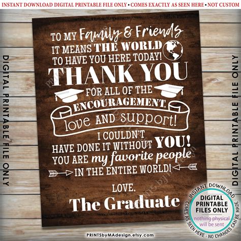 Graduation Party Thank You Sign, Thanks from the Graduate Grad Party ...