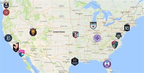 NWSL Map | Teams - Sport League Maps