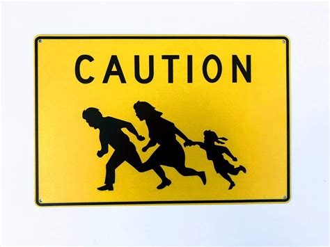 Buy Border Patrol Illegal Alien Caution Crossing Highway Tin Sign Funny Police Man Cave Online ...
