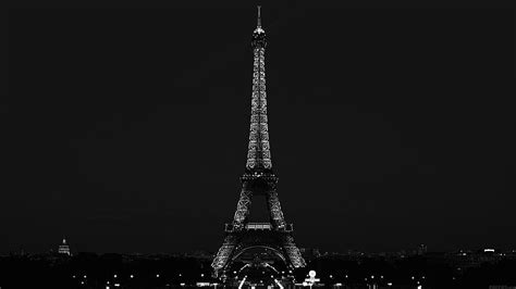 1366x768px, 720P Free download | Paris Night France City Bw Dark Eiffel ...