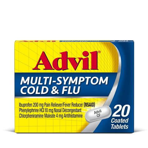 Advil Cold and Flu Pain Medicine and Fever Reducer Coated Tablets, 20 ...