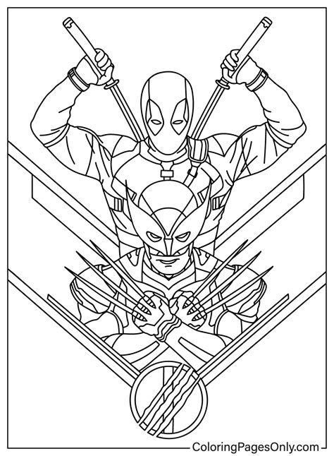 Deadpool and Wolverine Action Pose - Free Printable Coloring Pages