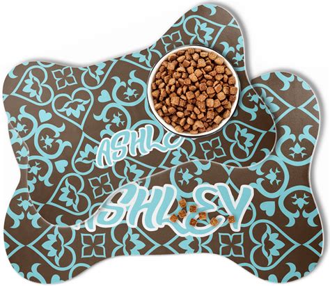 Custom Floral Bone Shaped Dog Food Mat (Personalized) | YouCustomizeIt