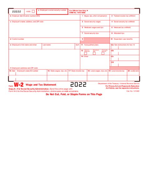 Form IRS W2 - Fill online, Printable, Fillable Blank