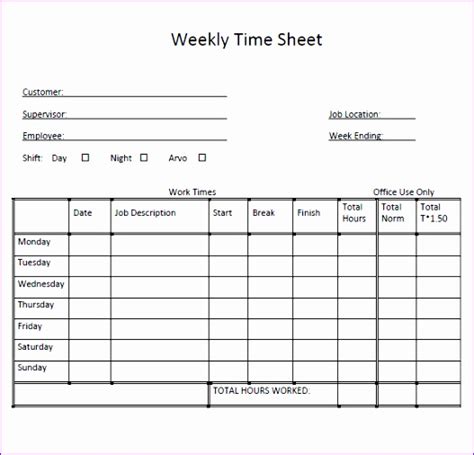 6 Hourly Timesheet Template Excel - Excel Templates