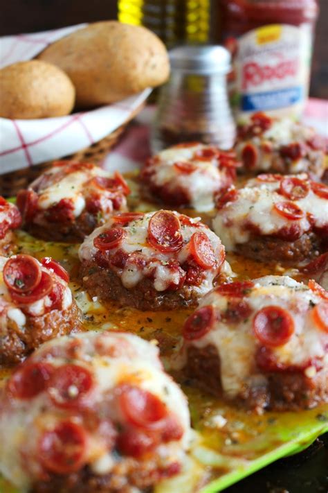 Mozzarella Stuffed Pizza Meatloaf Muffins | The Two Bite Club