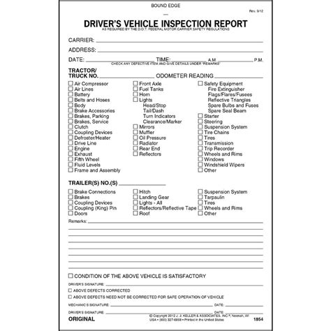 Buy Detailed Driver's Vehicle Inspection Report - Book Format, 2-Ply ...