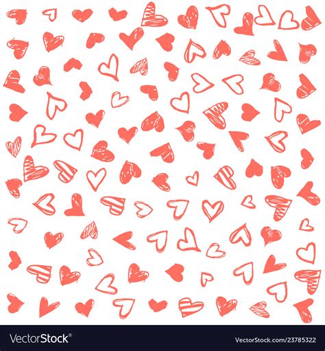 Romantic background with hand drawn doodle hearts Vector Image