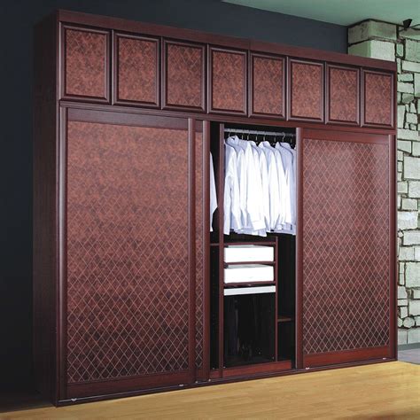 modern badroom sliding door wooden clothes almirah designs with mirror | Wooden door design ...