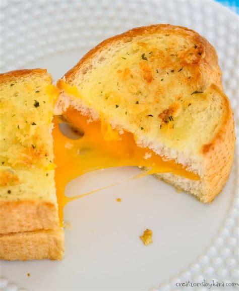 Garlic Bread Grilled Cheese Sandwiches - Creations by Kara