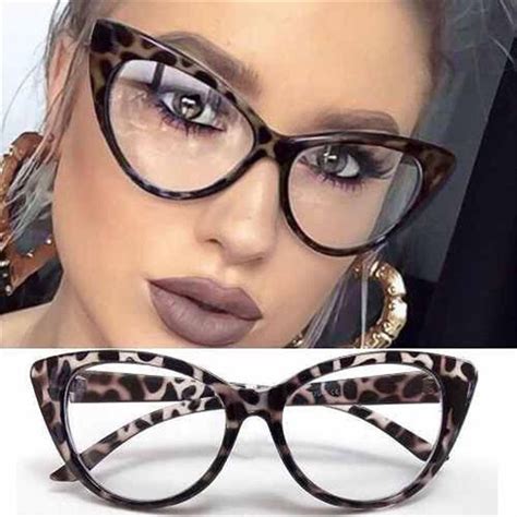 Cat Eye Solid Leopard Pattern Vintage Clear Lens Eyeglasses | Vintage ...