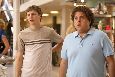 "Superbad" movie still, 2007. L to R: Michael Cera, Jonah Hill. PLOT: Two inseparable best ...