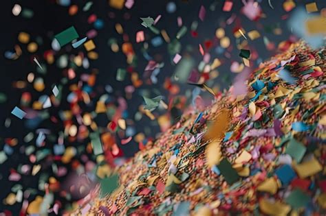 Premium AI Image | Closeup of colorful confetti falling from the sky in slow motion created with ...