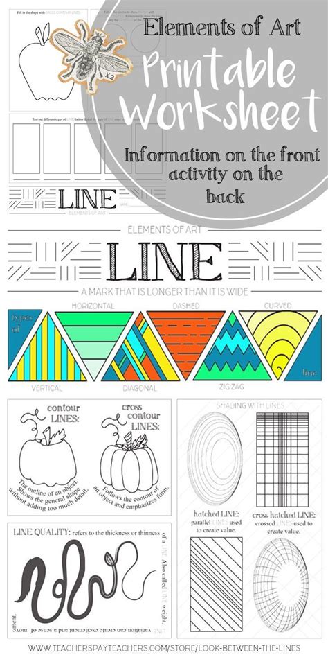 Line, Elements of Art Printable Worksheet: Elementary, Middle, High ...