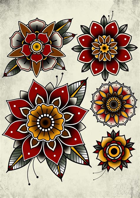 Traditional flower tattoos – Artofit